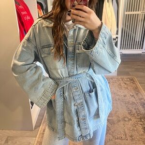 H&M belted denim jacket
